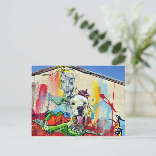 Dog Mural Graffiti Briefkaart (Staand voorkant)