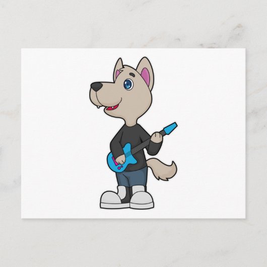 Dog Musician Guitar Music Briefkaart (Voorkant)