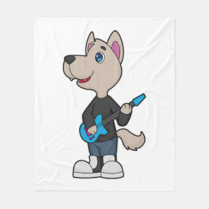 Dog Musician Guitar Music Fleece Deken