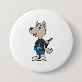 Dog Musician Guitar Music Ronde Button 7,6 Cm (Voorkant)