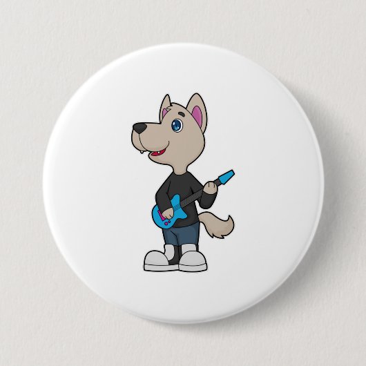 Dog Musician Guitar Music Ronde Button 7,6 Cm (Voorkant)