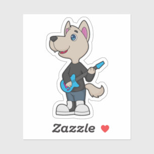 Dog Musician Guitar Music Sticker