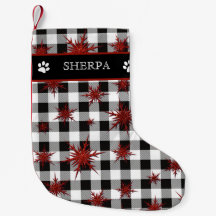 Dog Name Black White Pset Red Glitter Snowflakes