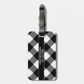 Dog Name ID Black en White Buffalo Check Bagagelabel (Achterkant verticaal)