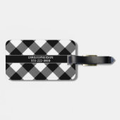 Dog Name ID Black en White Buffalo Check Bagagelabel (Achterkant horizontaal)