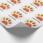 Dog Name Pawprint  Sunburst Wrapping Paper Cadeaupapier (Hoek)