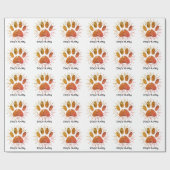 Dog Name Pawprint  Sunburst Wrapping Paper Cadeaupapier (Vlak)