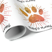 Dog Name Pawprint  Sunburst Wrapping Paper Cadeaupapier (Rol Hoek)