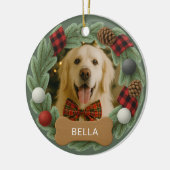 Dog Name Photo Holiday Christmas Wreath Keramisch Ornament (Links)