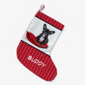 Dog Name Photo Personalized Bulldog Puppy Kleine Kerstsok (Voorkant (Hangend))