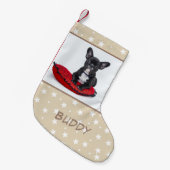 Dog Name Photo Personalized Bulldog Puppy Kleine Kerstsok (Voorkant (Hangend))