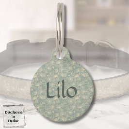 Dog Name Tag - Sage Green Botanical, Personalized  Huisdierpenning