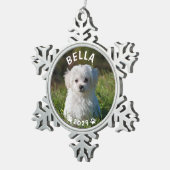 Dog Name Year Paw Prins Custom Photo Tin Sneeuwvlok Ornament (Rechts)