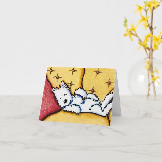 Dog Napped Westie Note Kaart (Gele Bloem)