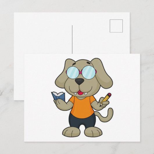 Dog Nerd Book Glasses Briefkaart (Voorkant / Achterkant)