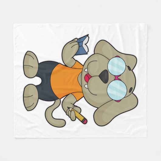 Dog Nerd Book Glasses Fleece Deken (Voorkant (Horizontaal))
