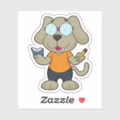 Dog Nerd Book Glasses Sticker (Vel)
