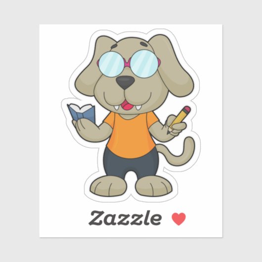 Dog Nerd Book Glasses Sticker (Vel)