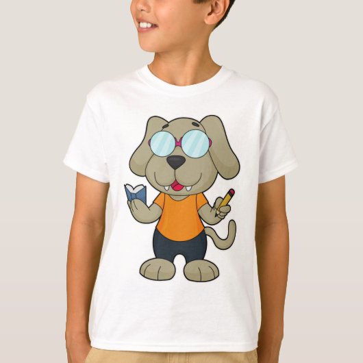 Dog Nerd Book Glasses T-shirt (Voorkant)