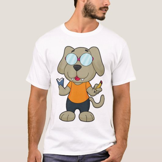 Dog Nerd Book Glasses T-shirt (Voorkant)