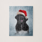 Dog Newfoundland in het rode pet van de kerstman Legpuzzel (Verticaal)