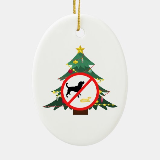 Dog No Pee Sign Keramisch Ornament (Achterkant)