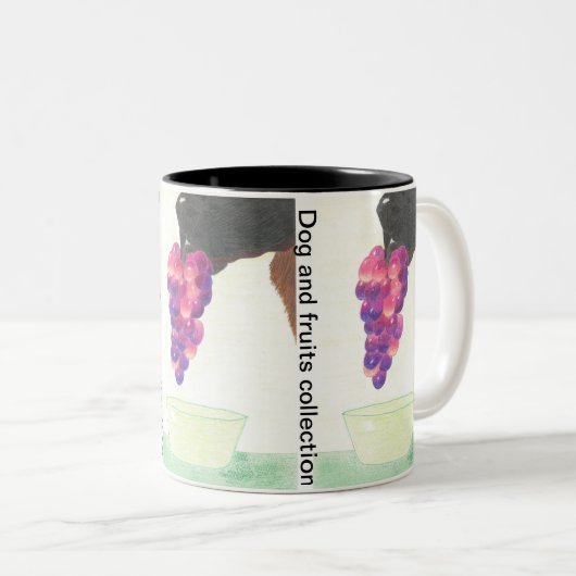 Dog nose and grape  tweekleurige koffiemok (Voorkant rechts)