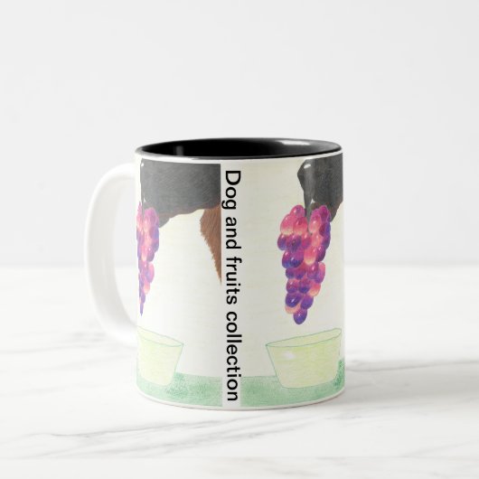 Dog nose and grape  tweekleurige koffiemok (Voorkant links)