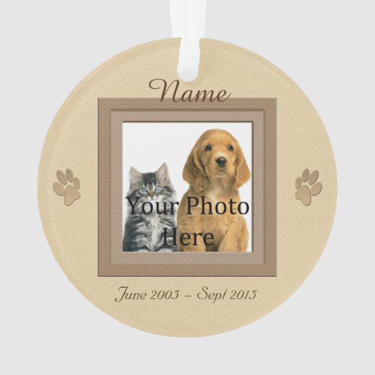 Dog of Cat Beige Perfect Memories Foto Ornament (achterkant)