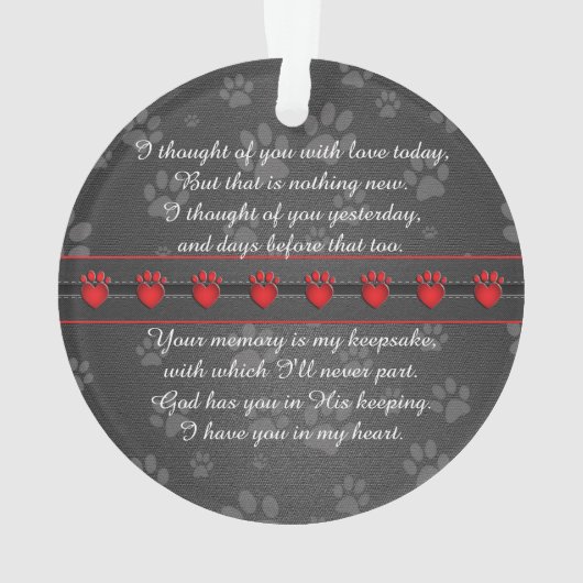 Dog of Cat Custom Poem Memorial Keepslag Ornament (achterkant)