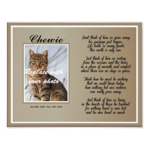 Dog of Cat Male Pet Memorial met gedicht Foto Afdruk
