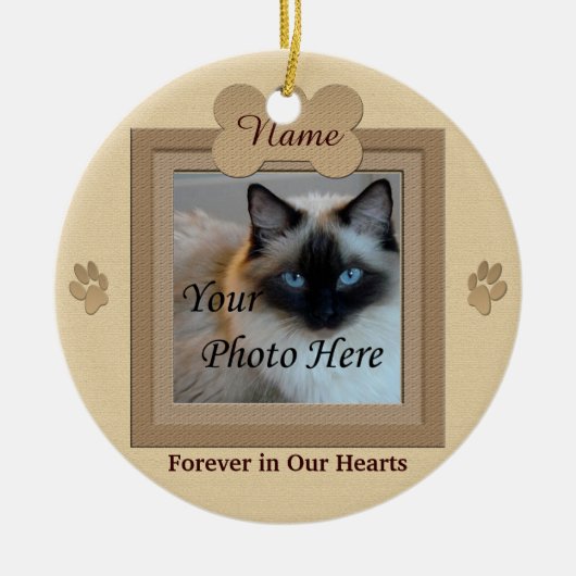 Dog of Cat Memorial Custom Beige Keramisch Ornament (Voorkant)