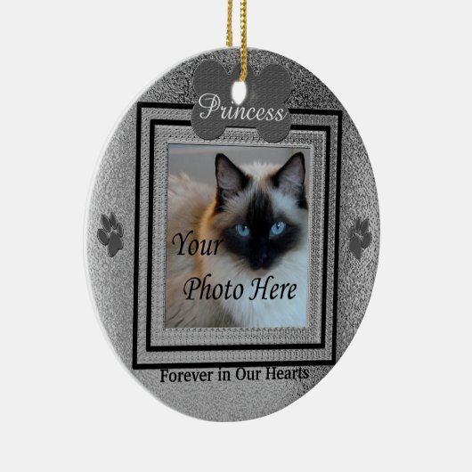 Dog of Cat Memorial Custom Silver Keramisch Ornament (Rechts)