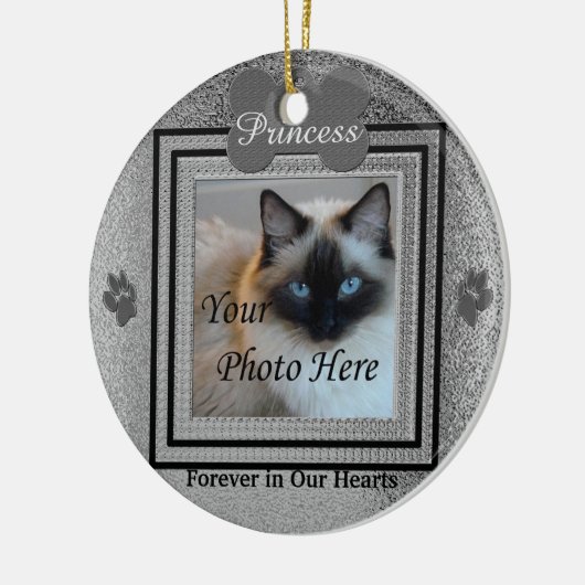 Dog of Cat Memorial Custom Silver Keramisch Ornament (Links)