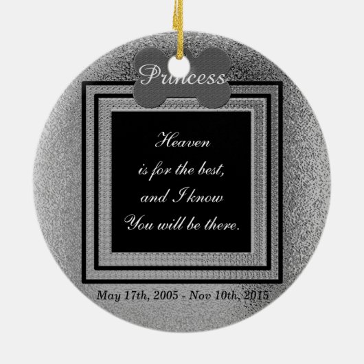 Dog of Cat Memorial Custom Silver Keramisch Ornament (Achterkant)