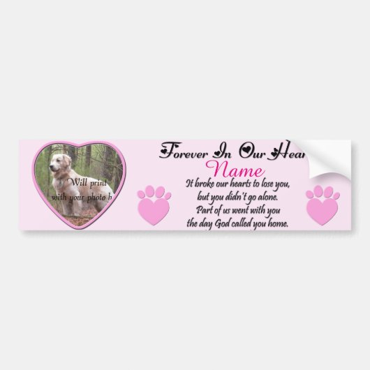 Dog of Cat Memorial Pink Bumpersticker (Voorkant)