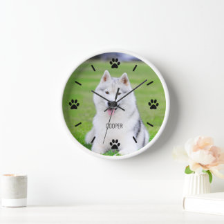 Dog of Cat Paw Custom Pet Photo Wall-klok