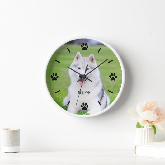 Dog of Cat Paw Custom Pet Photo Wall-klok (Huis)