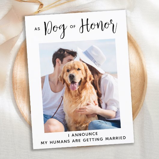 Dog of Honor Dog Wedding Save the Date Aankondigingskaart