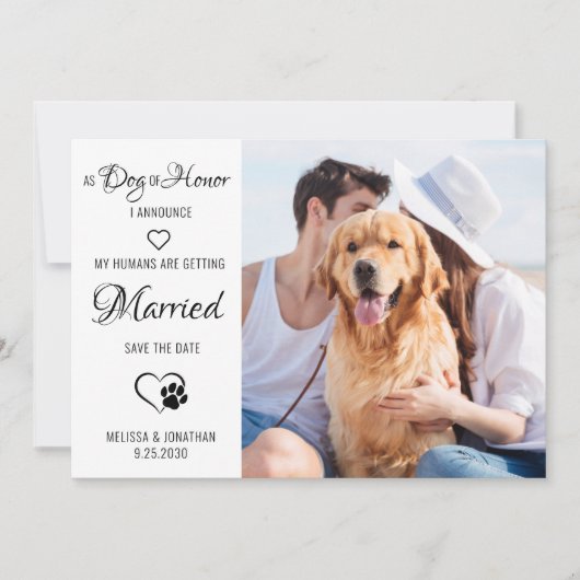 Dog of Honor Personalized Pet Photo Dog Wedding Save The Date (Voorkant)