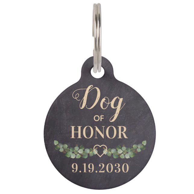 Dog of Honor Personalized Pet Wedding Huisdierpenning (Voorkant)