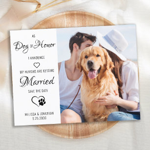 Dog of Honor Pet Wedding Photo Save the Date Aankondigingskaart