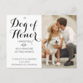 Dog of Honor Photo Pet Wedding Save the Date Aankondigingskaart (Voorkant)
