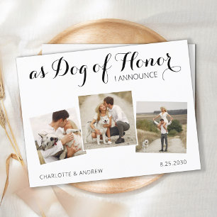 Dog of Honor Photo Pet Wedding Save the Date Aankondigingskaart