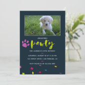 Dog of Puppy Birthday photoconfetti nodigt Kaart (Staand voorkant)
