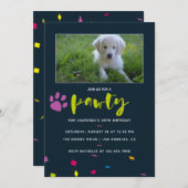 Dog of Puppy Birthday photoconfetti nodigt Kaart (Voorkant / Achterkant)