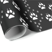 Dog of Wolf Track op zwart omslagpapier Cadeaupapier (Rol Hoek)