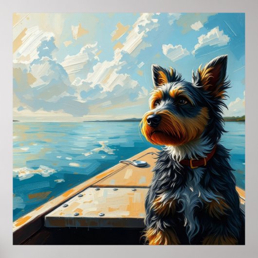 Dog on a boat poster (Voorkant)