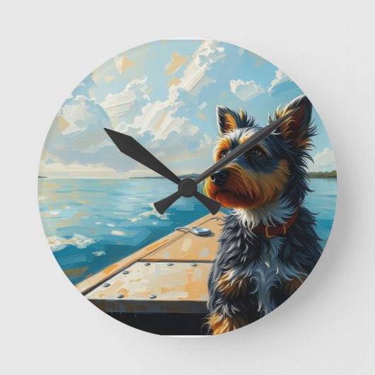 Dog on a boat ronde klok (Voorkant)