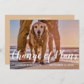 Dog on Beach Change of Plans Postponed Wedding Save The Date (Voorkant / Achterkant)